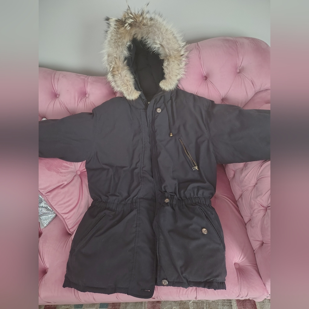 Eddie Bauer Black Parka with Faux Fur Hood